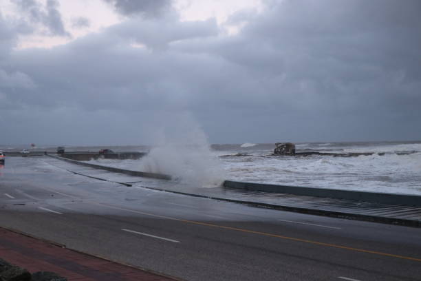istock Swollen sea on a cloudy spring afternoon 1268607083