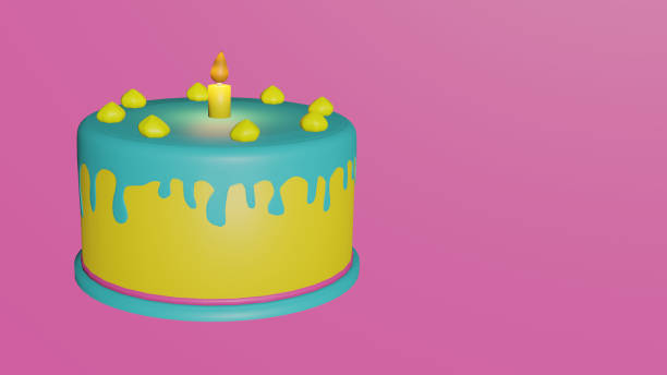 istock Colorful cake celebration on pink background 1268612197