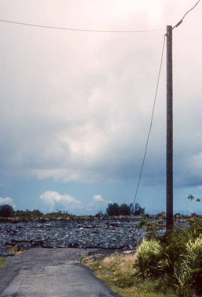 Hawaii Big Island - Lava on Road Vertical - 1990