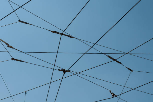 istock connections of steel cables with deep blue sky 1268616638