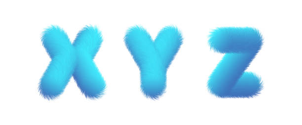 ilustrações de stock, clip art, desenhos animados e ícones de set of high quality 3d shaggy letter x y z on white background - fur type