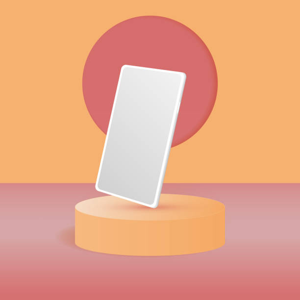 istock Minimal scene with cylinder podium and phone mock-up background. 3d vector illustration. 1268623992