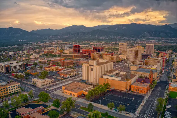 Photo of Aerial View of Colorado Springs at Dusk