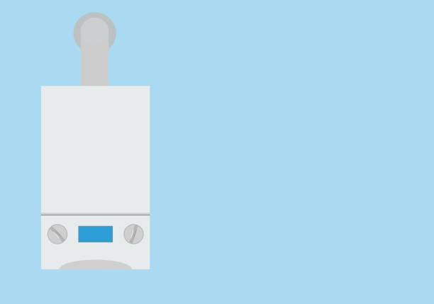 istock modern gas boiler on a blue background, saving energy and cash 1268627833