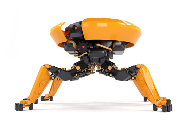 istock Concept of robot helper or bot with mechanical arms on white background. 1268630797