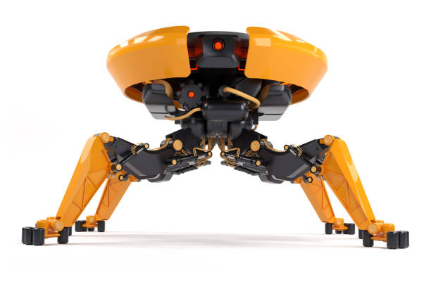 istock Concept of robot helper or bot with mechanical arms on white background. 1268630805