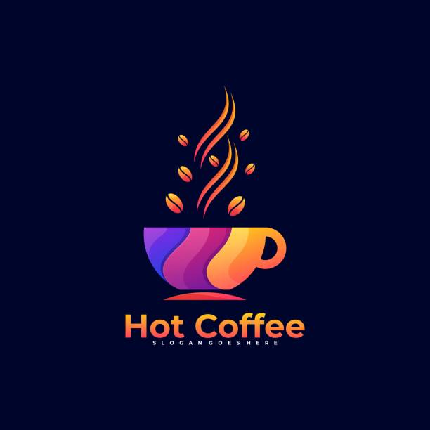 вектор иллюстрация горячий кофе градиент красочный стиль. - steam black coffee heat drink stock illustrations