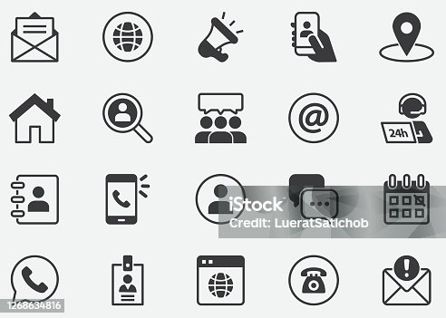 istock Contact Icons. Editable Stroke.Mobile and Web.Contains such icons as Smartphone, Messaging, Email, Calendar, Location.Pixel Perfect Icons 1268634816