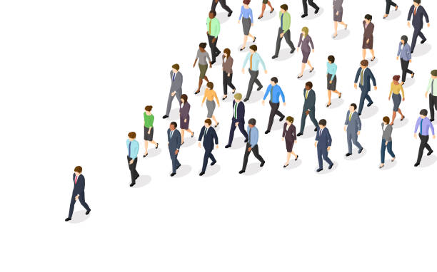 Business people walking in same direction Business people walking in same direction. crowd of people illustrations stock illustrations