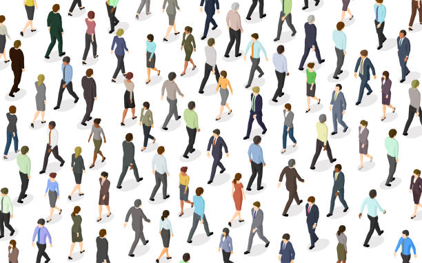 Crowd of People Walking Crowd of People Walking. working patterns stock illustrations