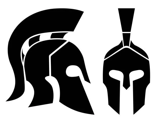 Vector illustration of Silhouette of Spartan helmets