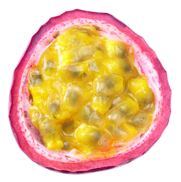istock fresh passion fruit with seeds isolated on white background. exotic fruit. 1268642193
