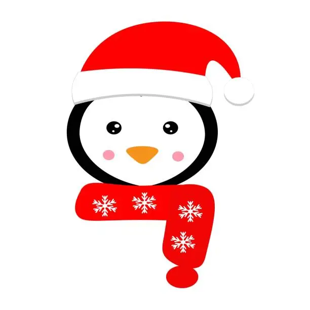 Vector illustration of cute christmas animal in santa hat vector illustration