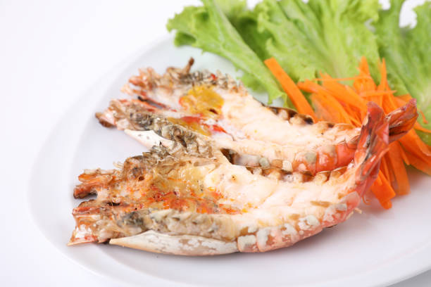 istock Grilled prawn isolated in white background 1268651685