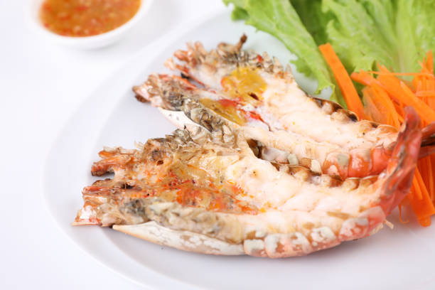 istock Grilled prawn isolated in white background 1268651694