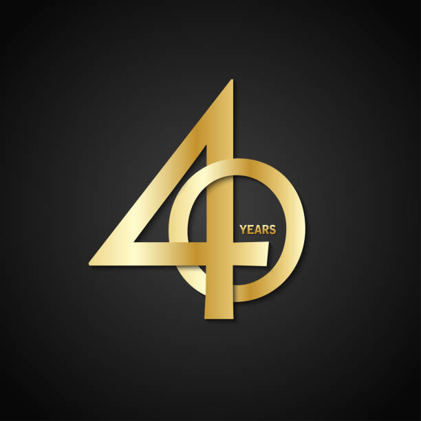 ilustraciones, imágenes clip art, dibujos animados e iconos de stock de tipografía de oro de 40 años sobre fondo negro - number 40
