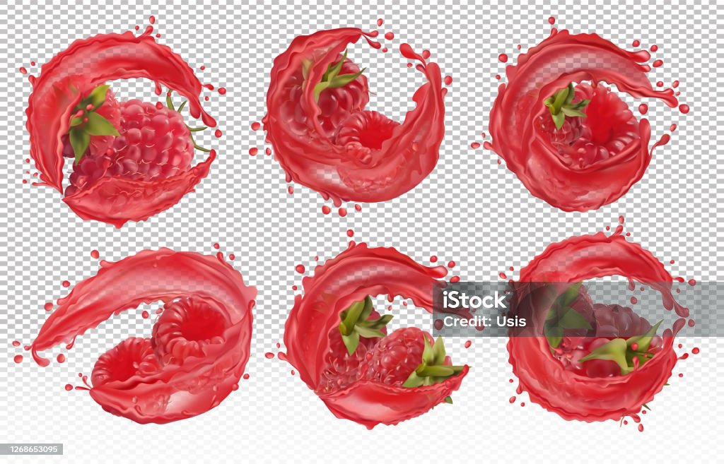 Sparkling Raspberry Visual 3d Realistic Fresh Raspberry On With Splash Liquid On Transparent ...
