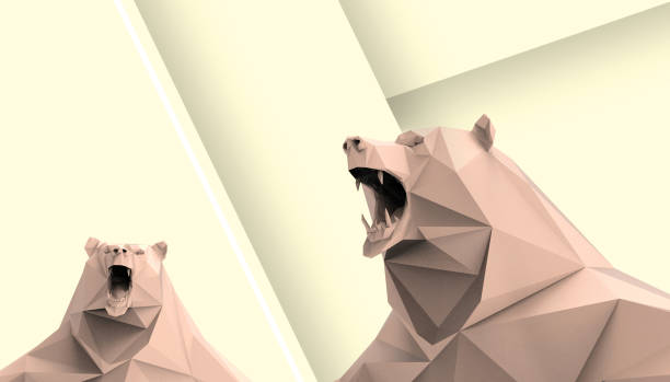 istock Animal Bear low poly Yellow geometric triangle Creative Ideas concept on Yellow background - 3d rendering 1268654585