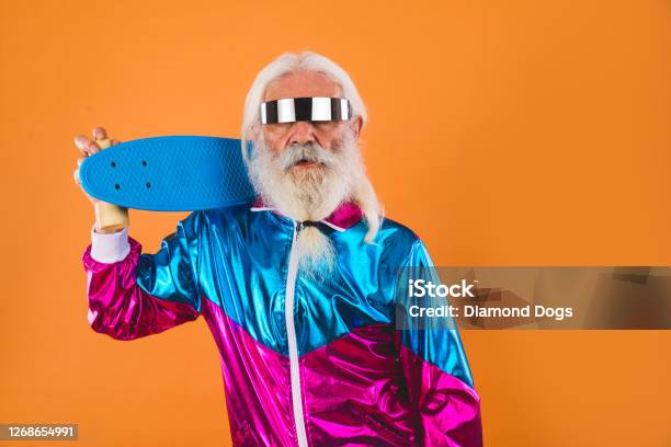 Stylish Senior Man Portrait Stock Photo - Download Image Now - Bizarre, Humor, Senior Adult