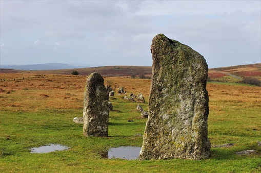 Ancient Stone Rows at Dartmoor, Devon