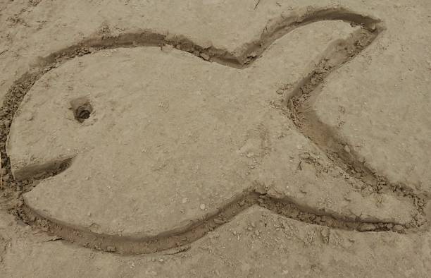 istock A fish. Handcrafted on the Baltic sea sand 1268659576