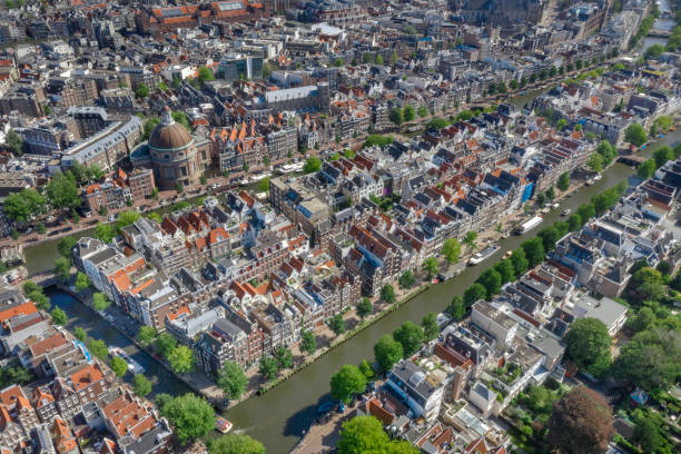 istock Amsterdam Centrum Rooftop Aerial Panorama, Netherlands 1268667850