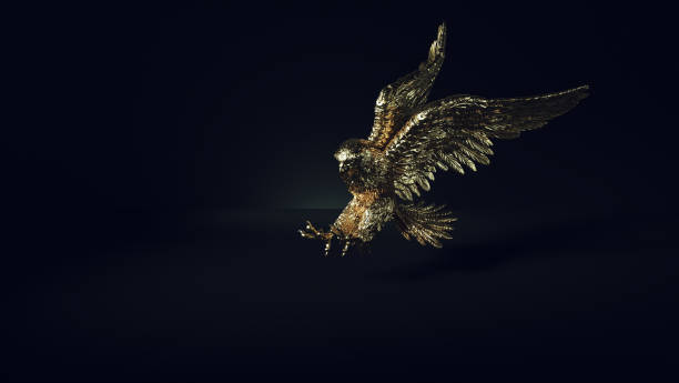 istock Golden Bronze Eagle in Flight Hunting 1268667966