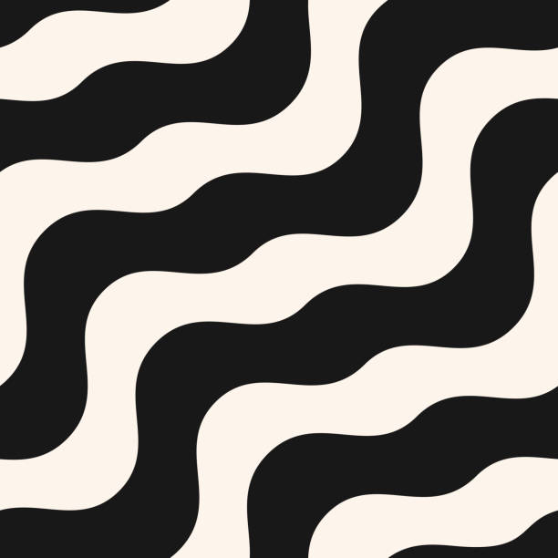 ilustraciones, imágenes clip art, dibujos animados e iconos de stock de patrón vectorial abstracto ondulado sin fisuras. fondo de ondas blancas y negras - thick