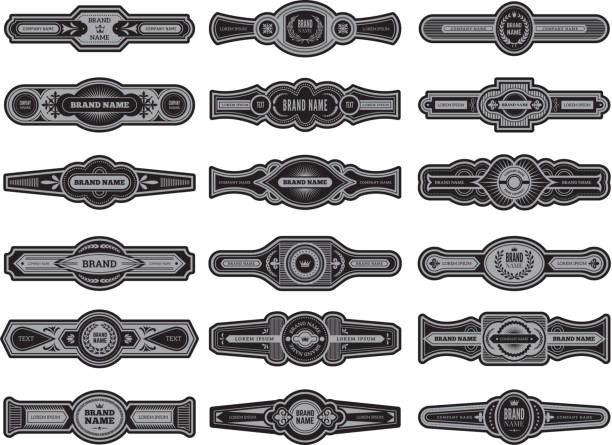 illustrations, cliparts, dessins animés et icônes de ensemble d’étiquettes de cigares. badges ou logos vintage pour modèle vectoriel de cigare - cigare