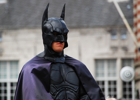 Amsterdam / Netherlands - August 15, 2010: Actor in Batman costume in the central Dam square in Amsterdam.