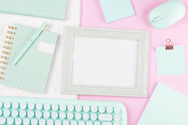 istock flat lay stationery collocate on work desk 1268679987