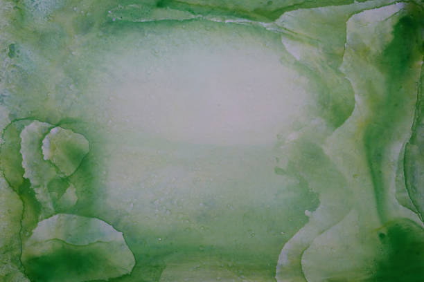 istock Image of green watercolour pattern background, close-up elevated view, copy space 1268680417