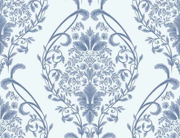 Damask seamless pattern element. Vector classical luxury old fashioned damask ornament, royal victorian seamless texture for wallpapers, textile, wrapping. Vintage exquisite floral baroque template. Damask seamless pattern element. Vector classical luxury old fashioned damask ornament, royal victorian seamless texture for wallpapers, textile, wrapping. Vintage exquisite floral baroque template rococo style stock illustrations