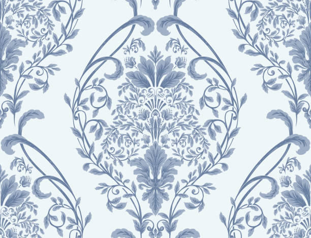 Damask seamless pattern element. Vector classical luxury old fashioned damask ornament, royal victorian seamless texture for wallpapers, textile, wrapping. Vintage exquisite floral baroque template. Damask seamless pattern element. Vector classical luxury old fashioned damask ornament, royal victorian seamless texture for wallpapers, textile, wrapping. Vintage exquisite floral baroque template rococo stock illustrations