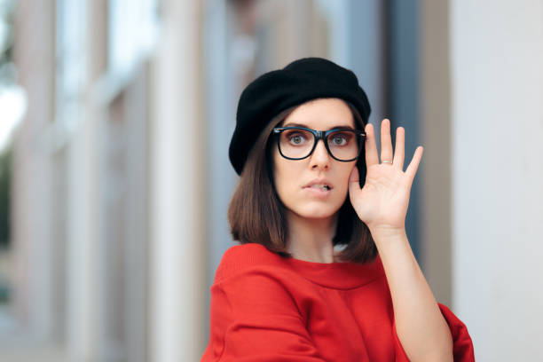 istock Surprised Woman Wearing Glasses and a French Beret 1268683093