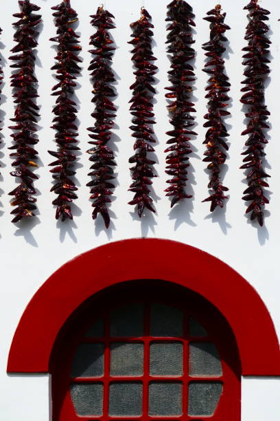 Drying peppers, Espelette village, Basque country