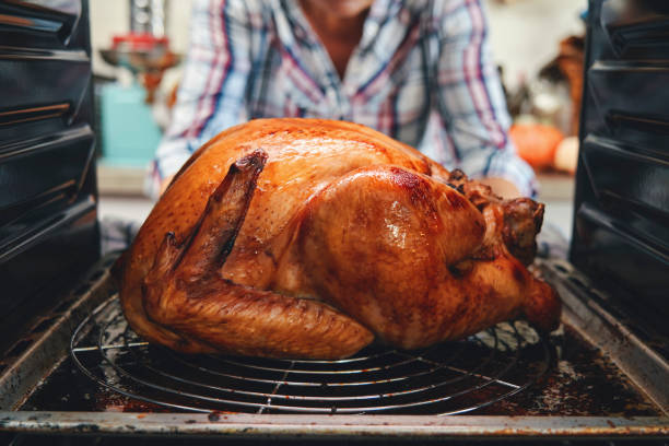 istock Roasting Turkey in the Oven for Holiday Dinner 1268686128