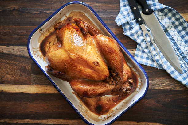 istock Roasting Turkey in the Oven for Holiday Dinner 1268686180