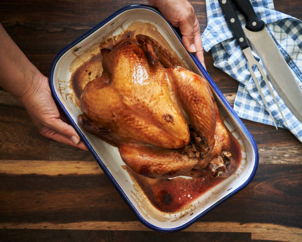 istock Roasting Turkey in the Oven for Holiday Dinner 1268686186