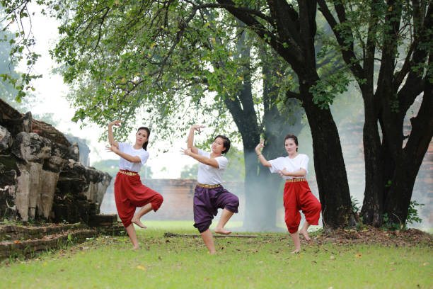 istock Asian student learning Traditional Thai dance , Classical Dance in white shirt red loincloth 1268688037