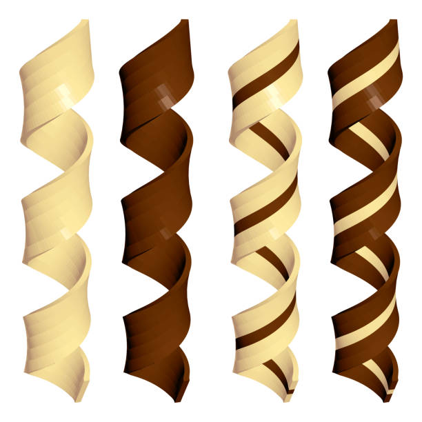 asortyment czekoladowych loków wyizolowanych na białym - backgrounds brown close up cutting stock illustrations
