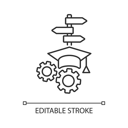 College major pixel perfect linear icon. Academic minors. Decision making. Undergraduate degree. Thin line customizable illustration. Contour symbol. Vector isolated outline drawing. Editable stroke