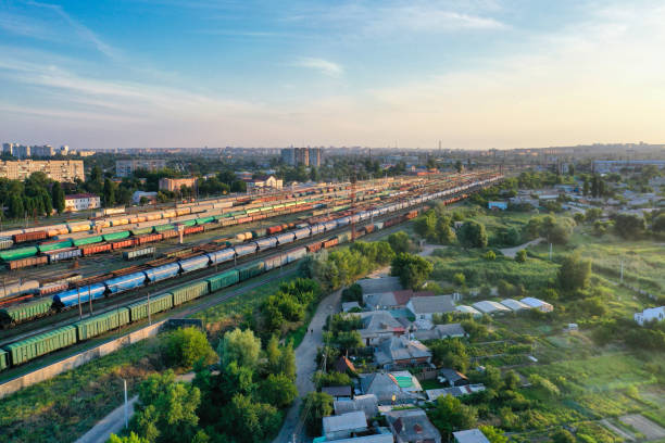 istock Flying over the evening beautiful modern city 1268691648