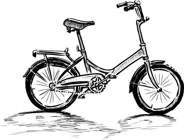 ilustrações de stock, clip art, desenhos animados e ícones de freehand drawing of a bicycle for active recreation - bicycle chain bicycle tire black and white