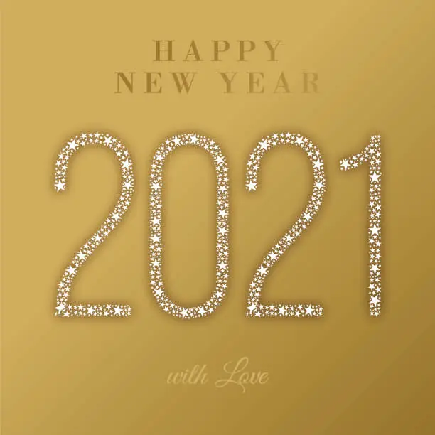 Vector illustration of 2021 - Happy New Year Greeting card. Stock illustration