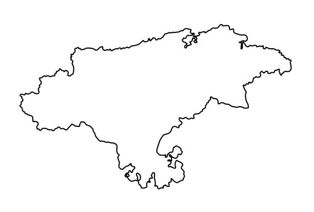 Cantabria province basic map outline silhouette, Spain. Cantabria province basic map outline silhouette. Spain. Vector illustration. cantabria stock illustrations