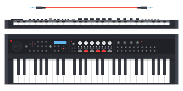 istock Electronic keyboard musical instrument synthesizer Musician vector icon flat isolated illustration. 1268709150