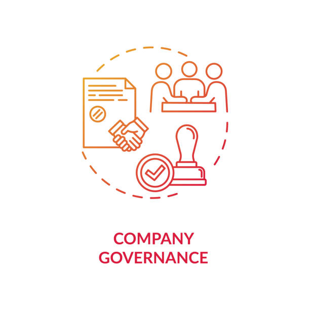 Company governance concept icon Company governance concept icon. Corporate management. Business partnership. Board of directors meeting idea thin line illustration. Vector isolated outline RGB color drawing general manager stock illustrations