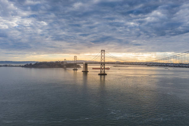 istock Aerial View Sunrise over the Bay Bridge 1268710790