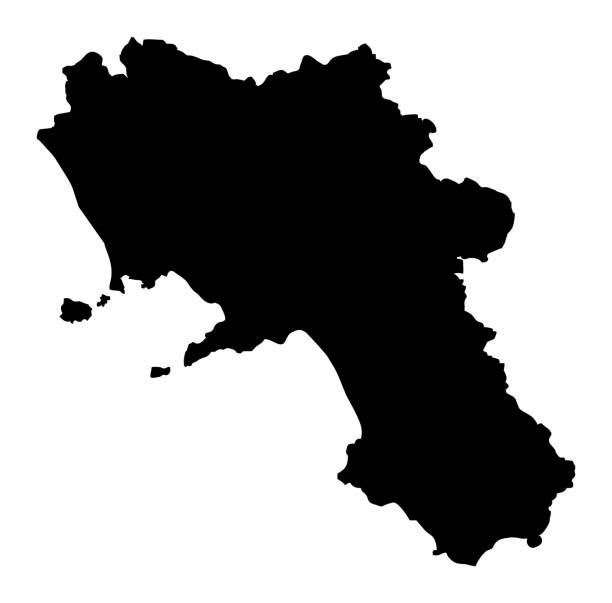 Campania region map The Campania region dark silhouette map isolated on white background, Italy amalfi coast map stock illustrations
